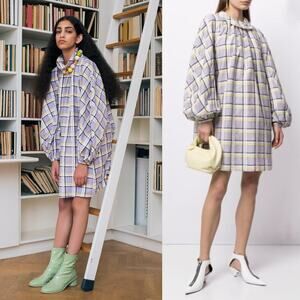 STINE GOYA NWT Samantha Plaid Cotton Silk Mini Dress in Lilac Size 2/4